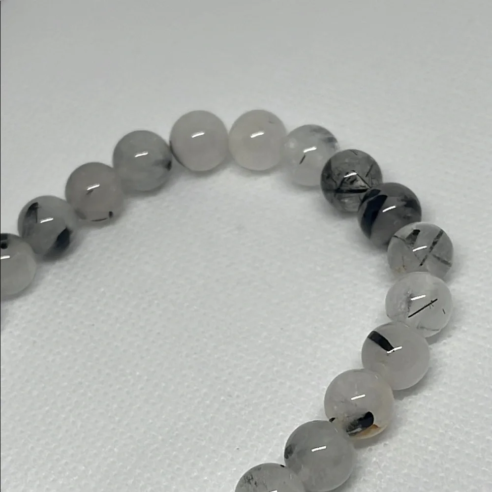 Beautiful stretchy Elegant Gray Beaded swirled Bracelet